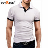 Covrlge Polo Shirt Men Summer Stritching Men's Shorts Sleeve Polo Business Clothes Luxury Men Tee Shirt Brand Polos MTP129