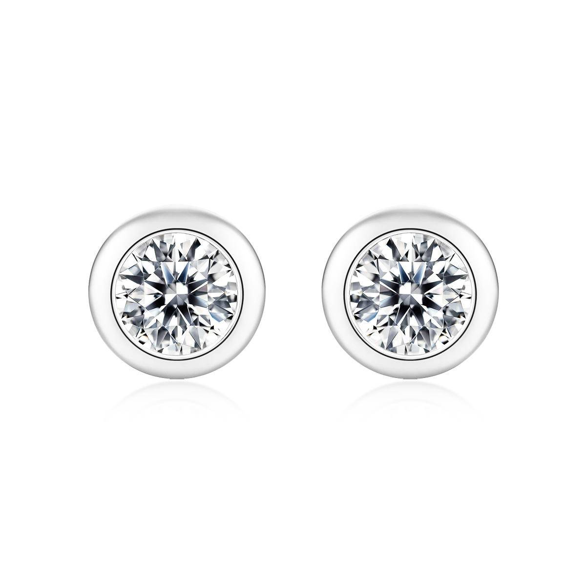 Round-Shaped Silver/Rose Gold Moissanite Stud Earrings