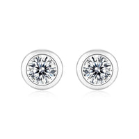 Round-Shaped Silver/Rose Gold Moissanite Stud Earrings