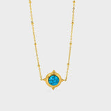 18K Gold Plated Turquoise Geometric Pendant Necklace (With Box)
