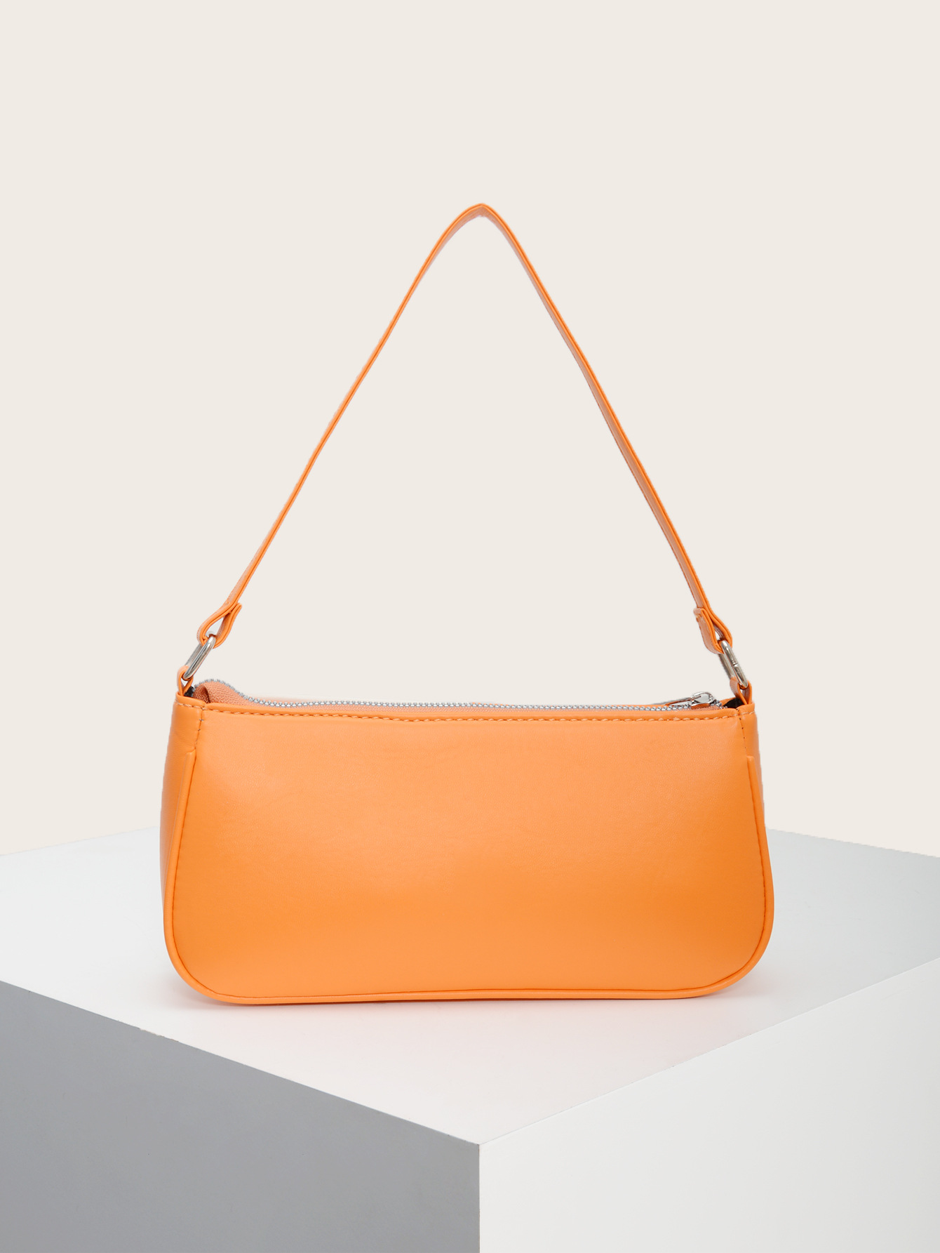 Retro Plaid Color Block Baguette Bag