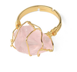 Retro Wire-Wrapping Natural Crystal Gold-Plated Cuff Ring