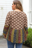 Mix Floral Striped Ethnic Splicing Plus Size Blouse