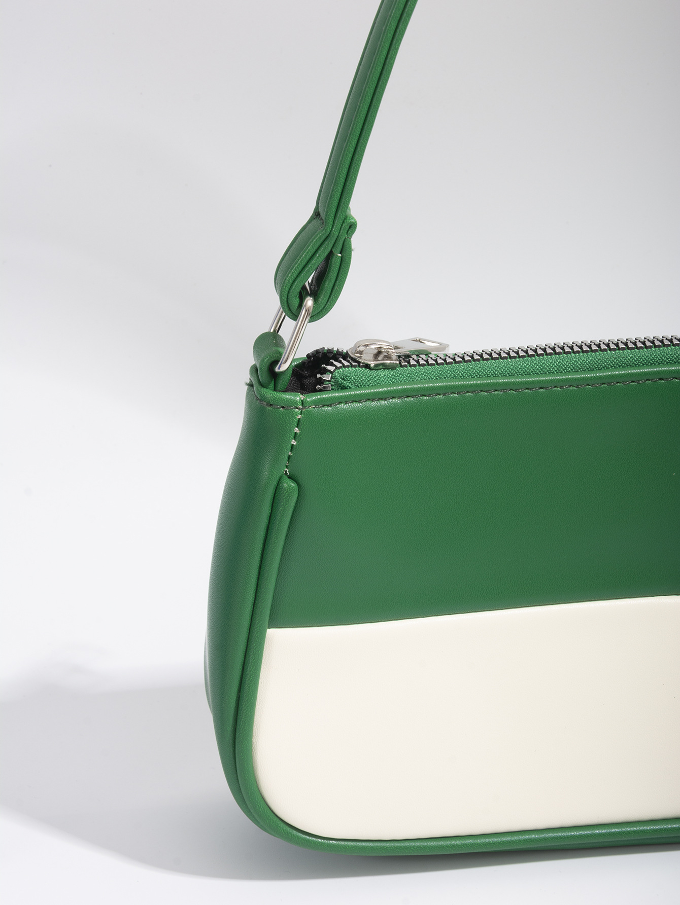 Retro Plaid Color Block Baguette Bag