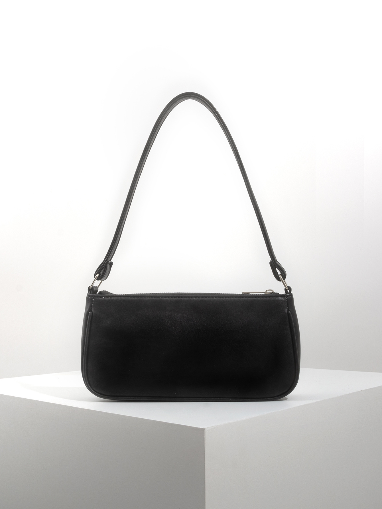 Retro Plaid Color Block Baguette Bag