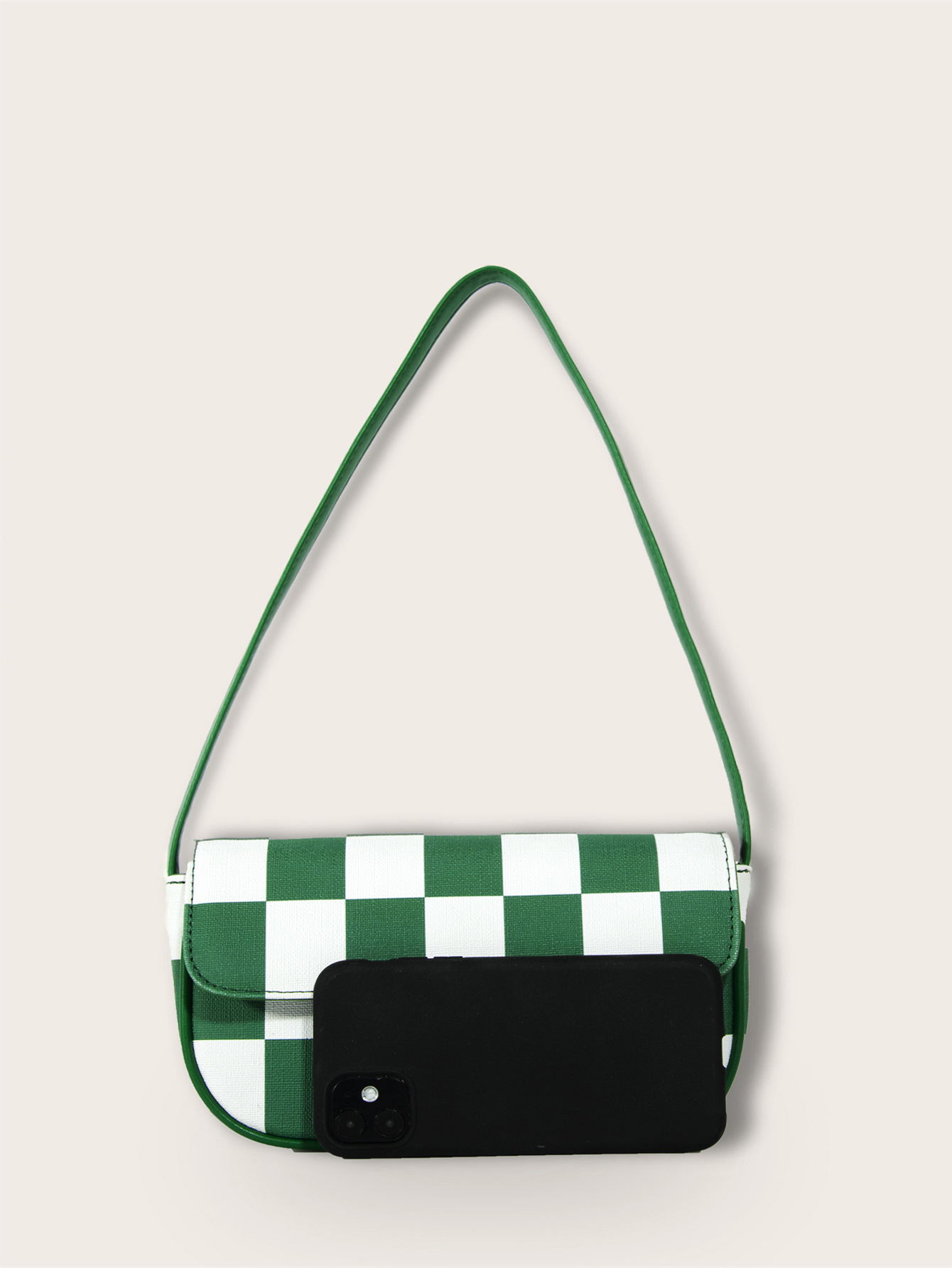 Retro Plaid Square Baguette Bag
