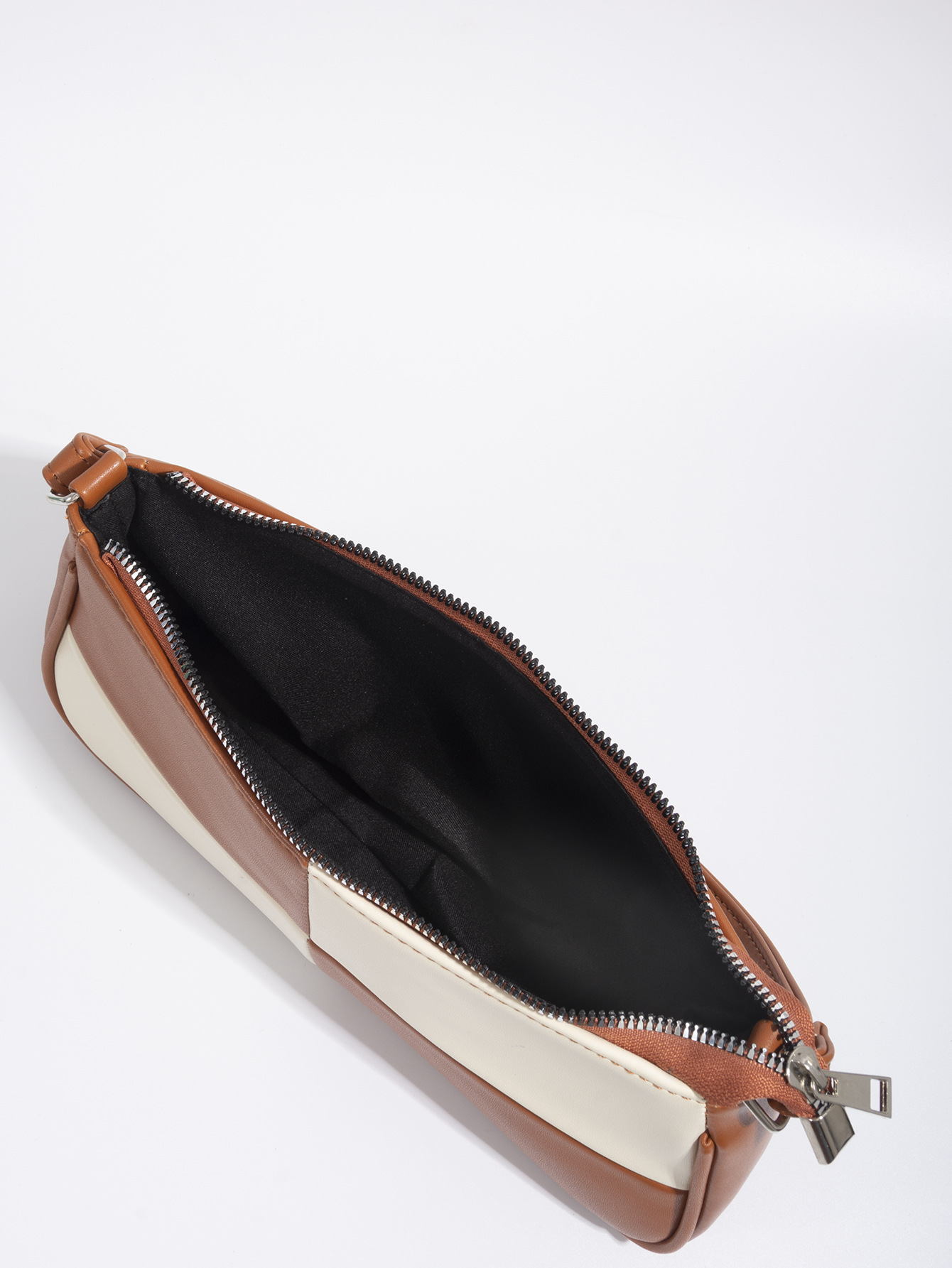 Retro Plaid Color Block Baguette Bag