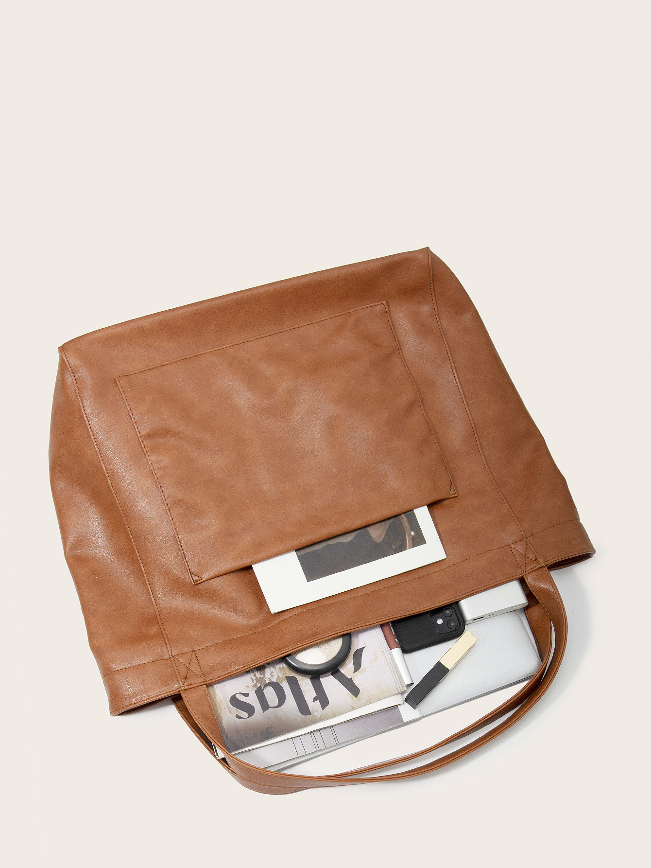 Women's Fashionable Horizontal Square Pockets Tote Bag