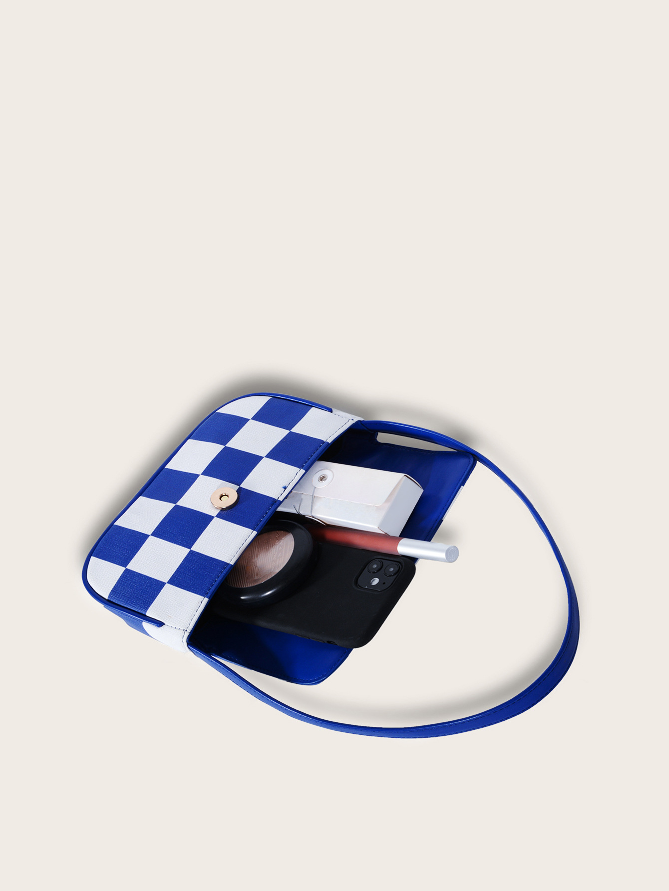 Retro Plaid Square Baguette Bag