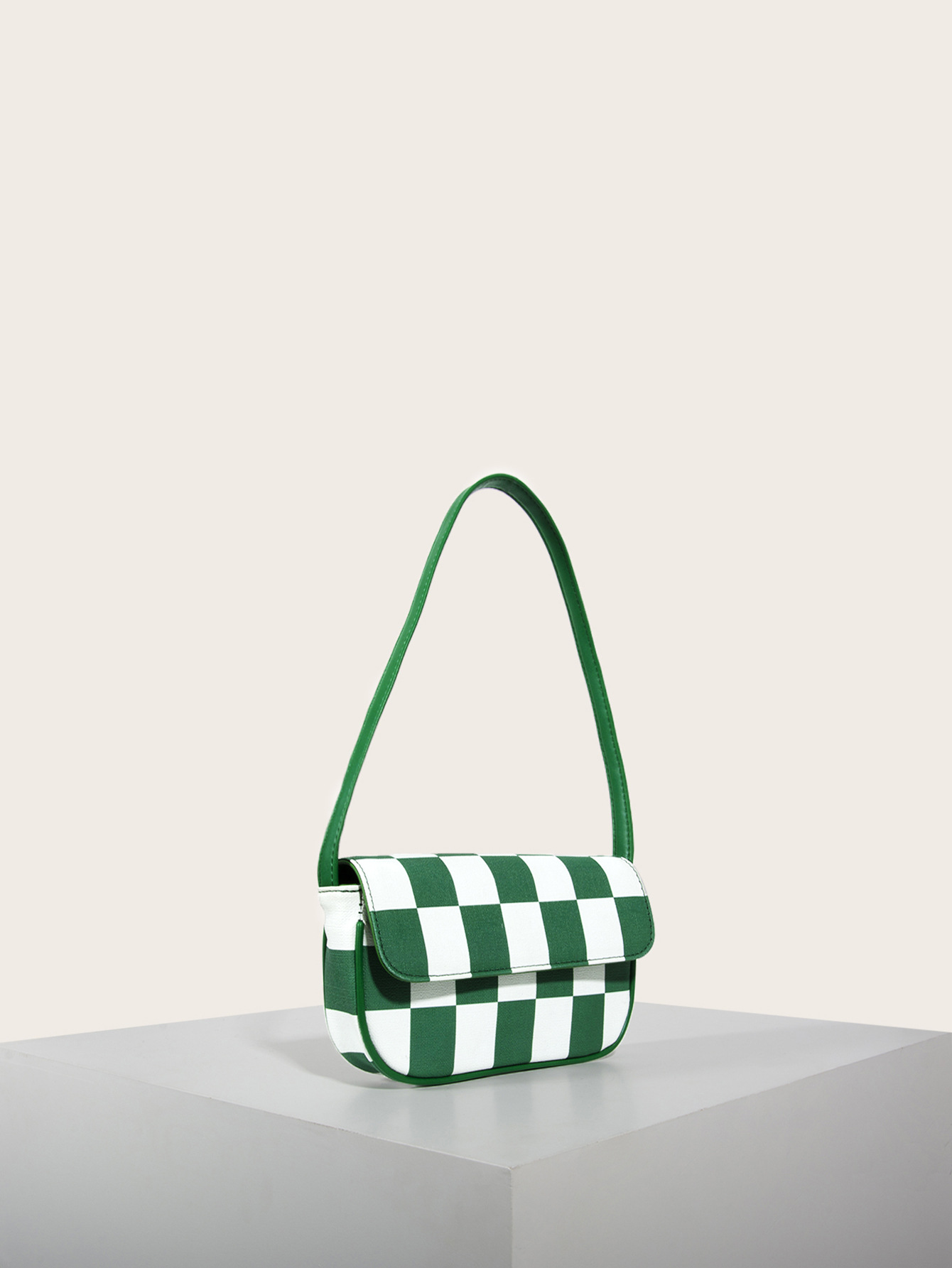 Retro Plaid Square Baguette Bag