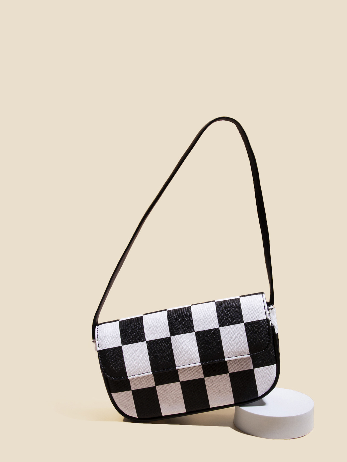 Retro Plaid Square Baguette Bag