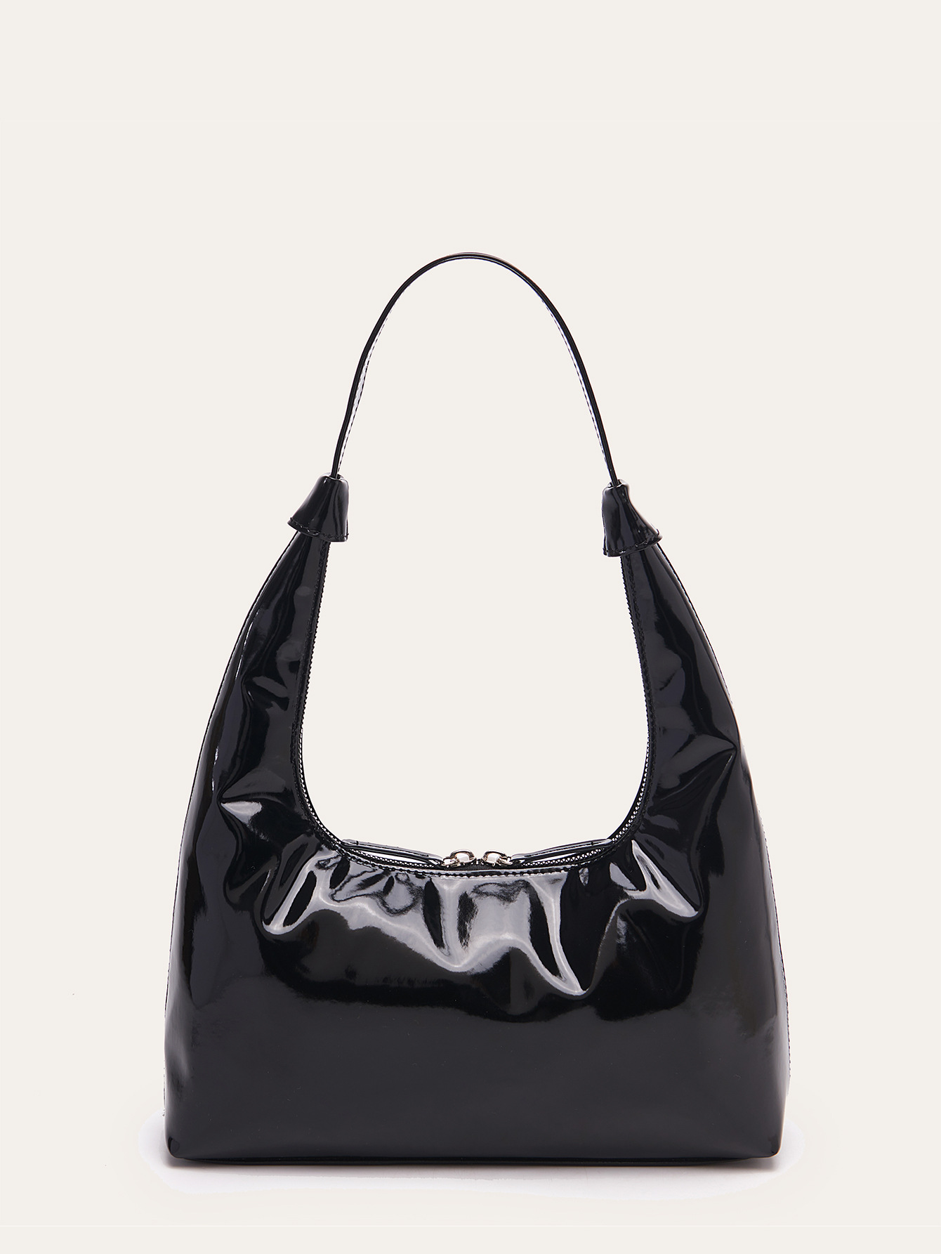 Retro Patent Leather Baguette Bag