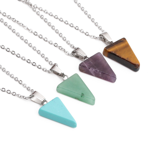 Retro Triangular Natural Stone Necklace