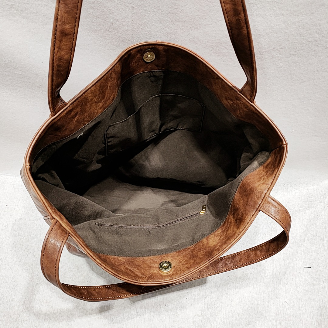 Retro Rivets Patchwork Tote Bag