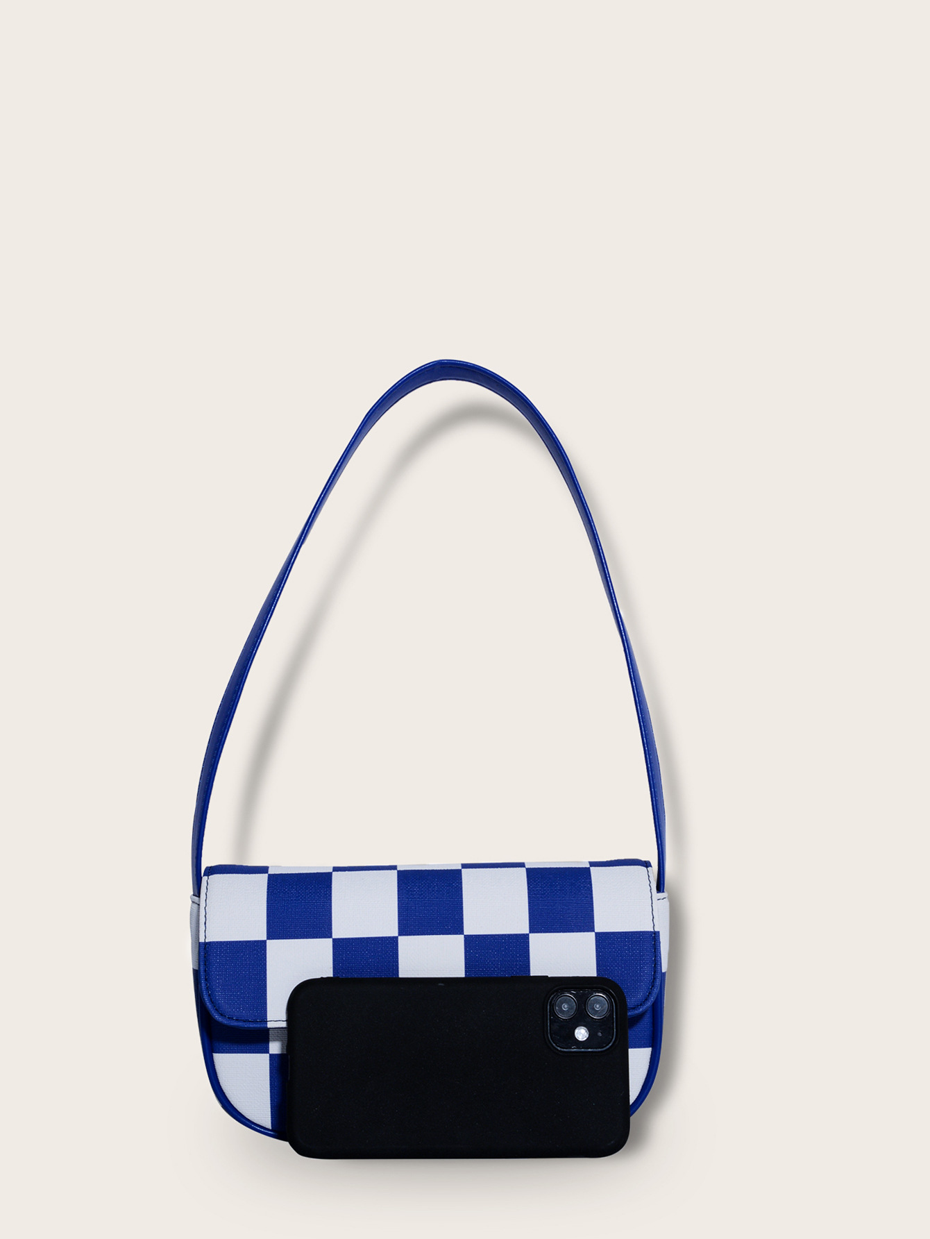 Retro Plaid Square Baguette Bag
