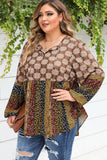 Mix Floral Striped Ethnic Splicing Plus Size Blouse