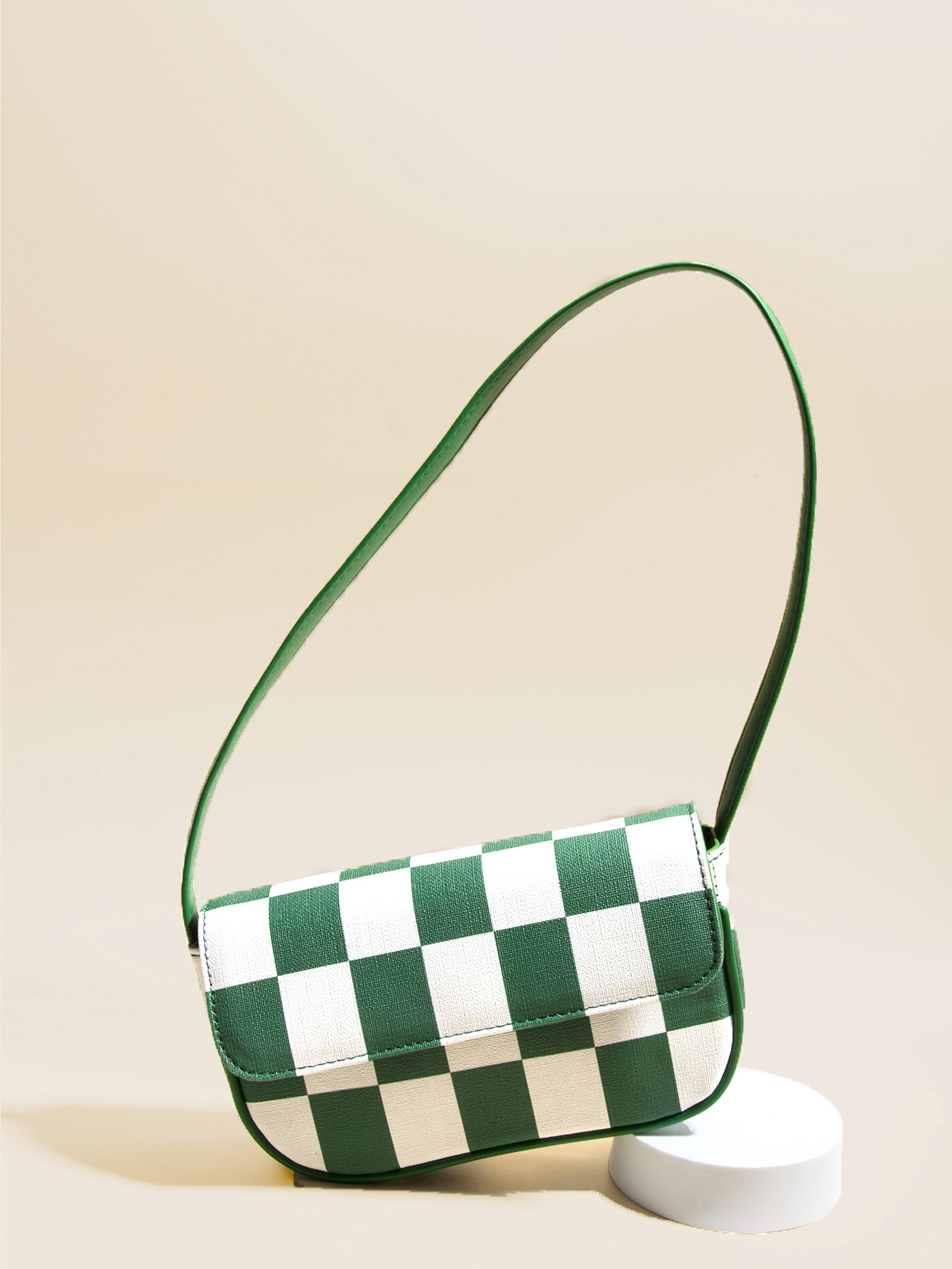 Retro Plaid Square Baguette Bag