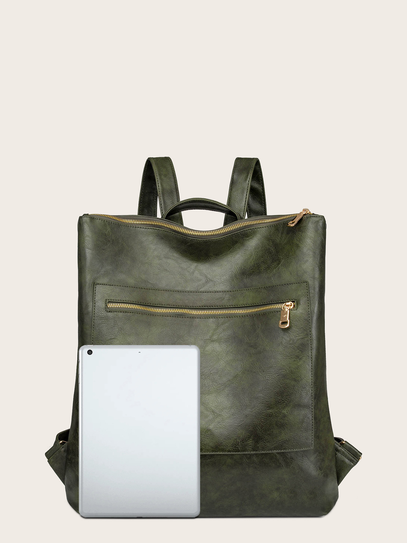 Retro Zipper Large-Capacity Backpack