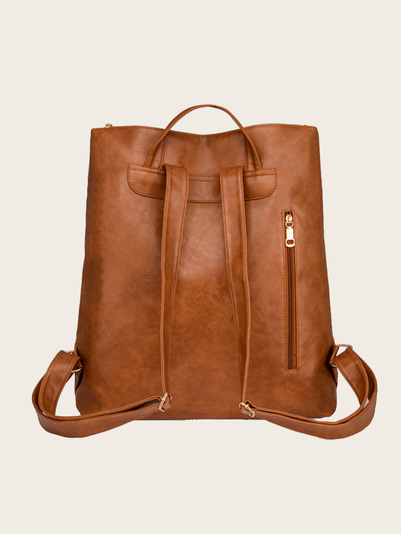 Retro Zipper Large-Capacity Backpack