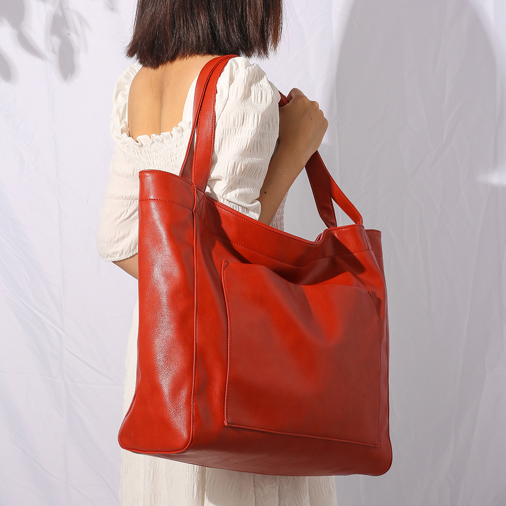 Women's Fashionable Horizontal Square Pockets Tote Bag