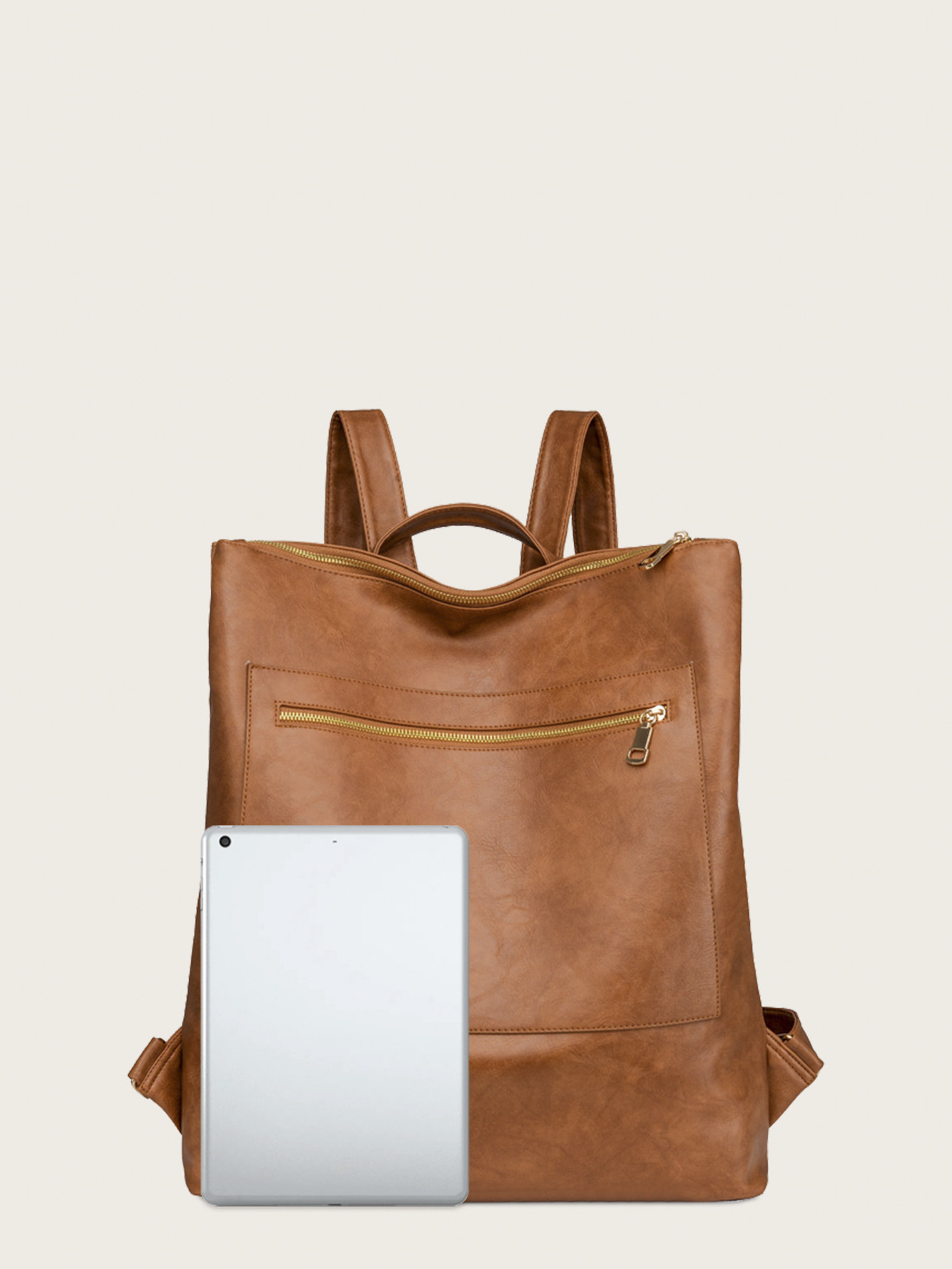Retro Zipper Large-Capacity Backpack