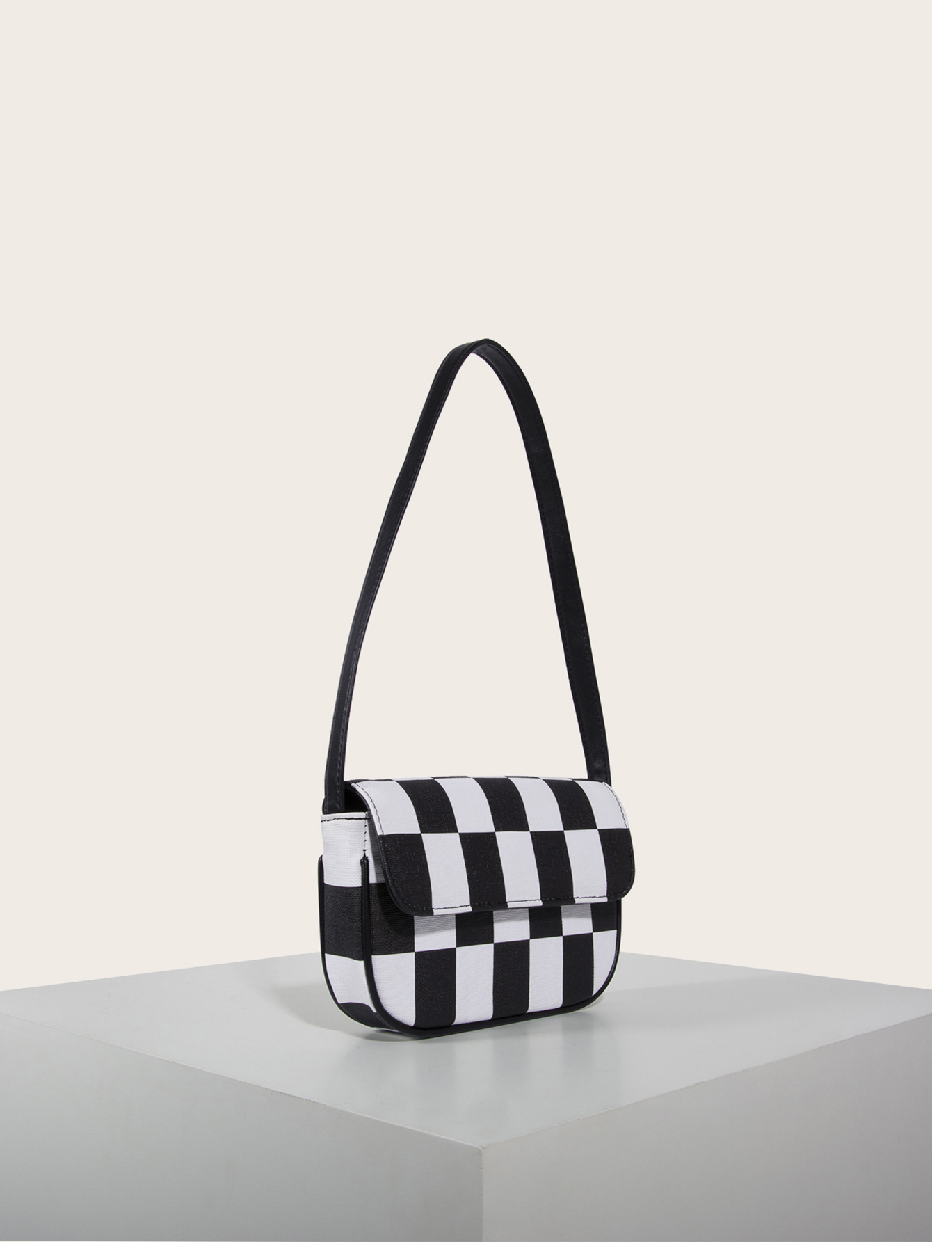 Retro Plaid Square Baguette Bag
