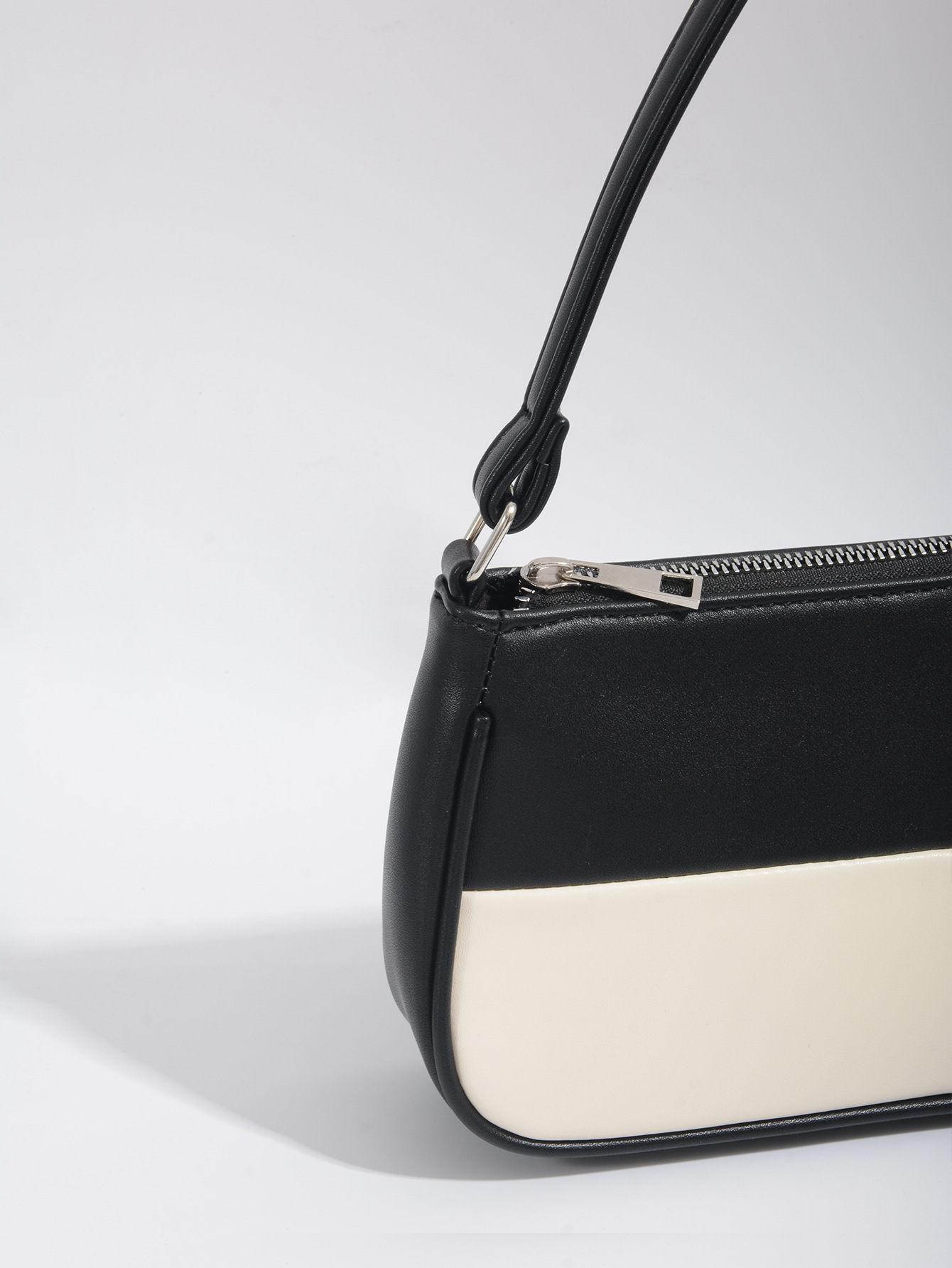 Retro Plaid Color Block Baguette Bag