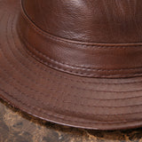 Men's And Women's Cowhide Hats With Big Eaves On The Street