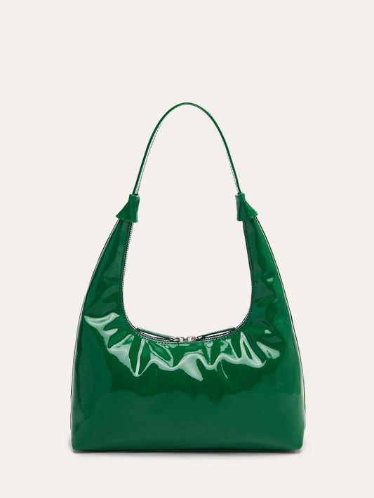Retro Patent Leather Baguette Bag