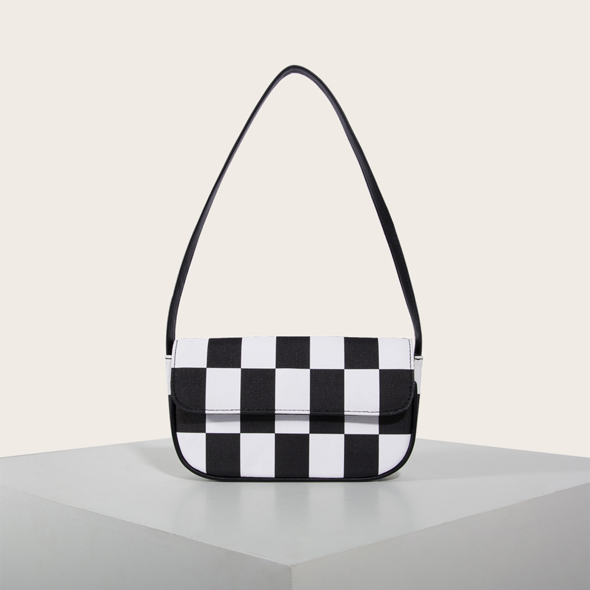 Retro Plaid Square Baguette Bag