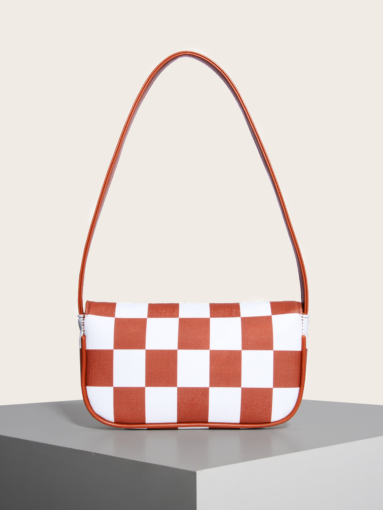 Retro Plaid Square Baguette Bag