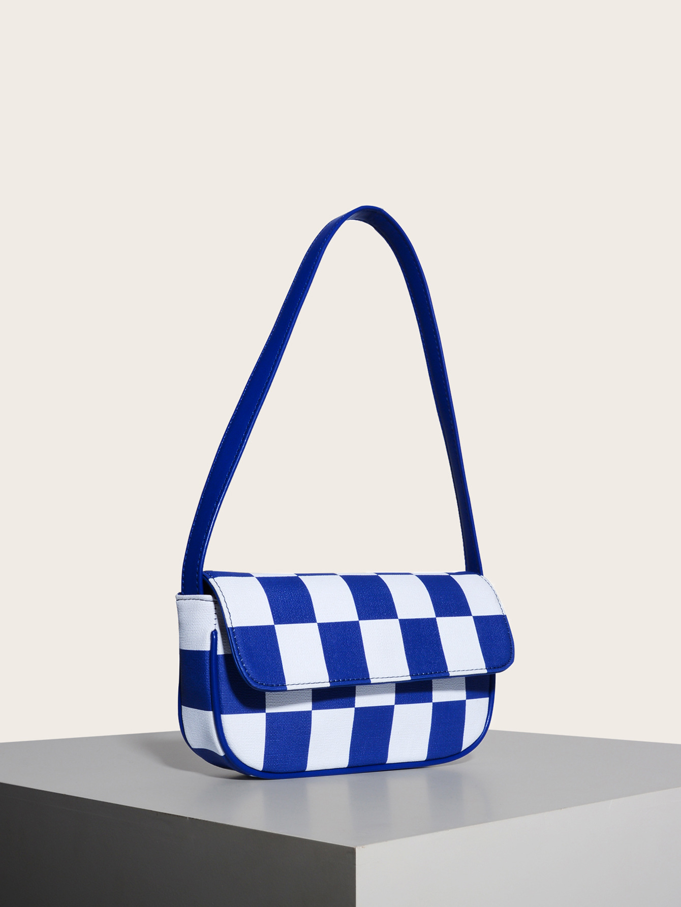 Retro Plaid Square Baguette Bag