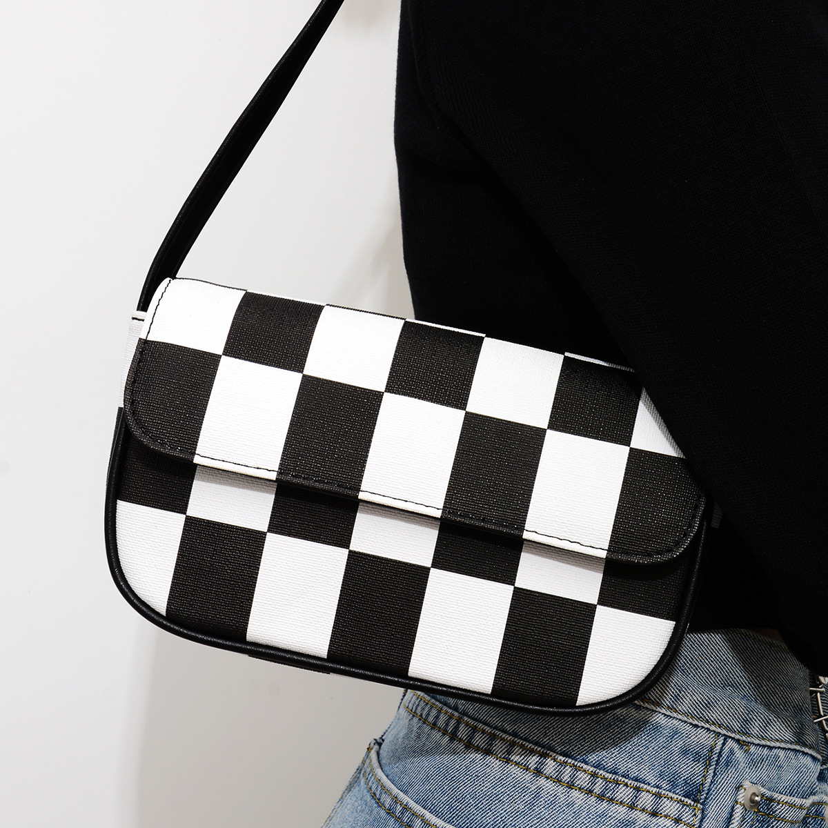 Retro Plaid Square Baguette Bag
