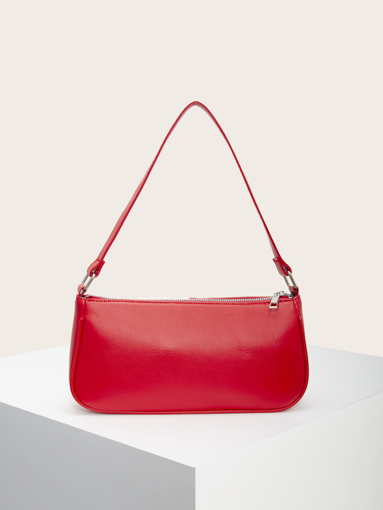 Retro Plaid Color Block Baguette Bag