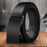 Microfiber Leather Mens Ratchet Belt Belts For Men Adjustable Automatic Buckle Black