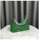 Women's Solid Color Chain Handle Baguette Bags