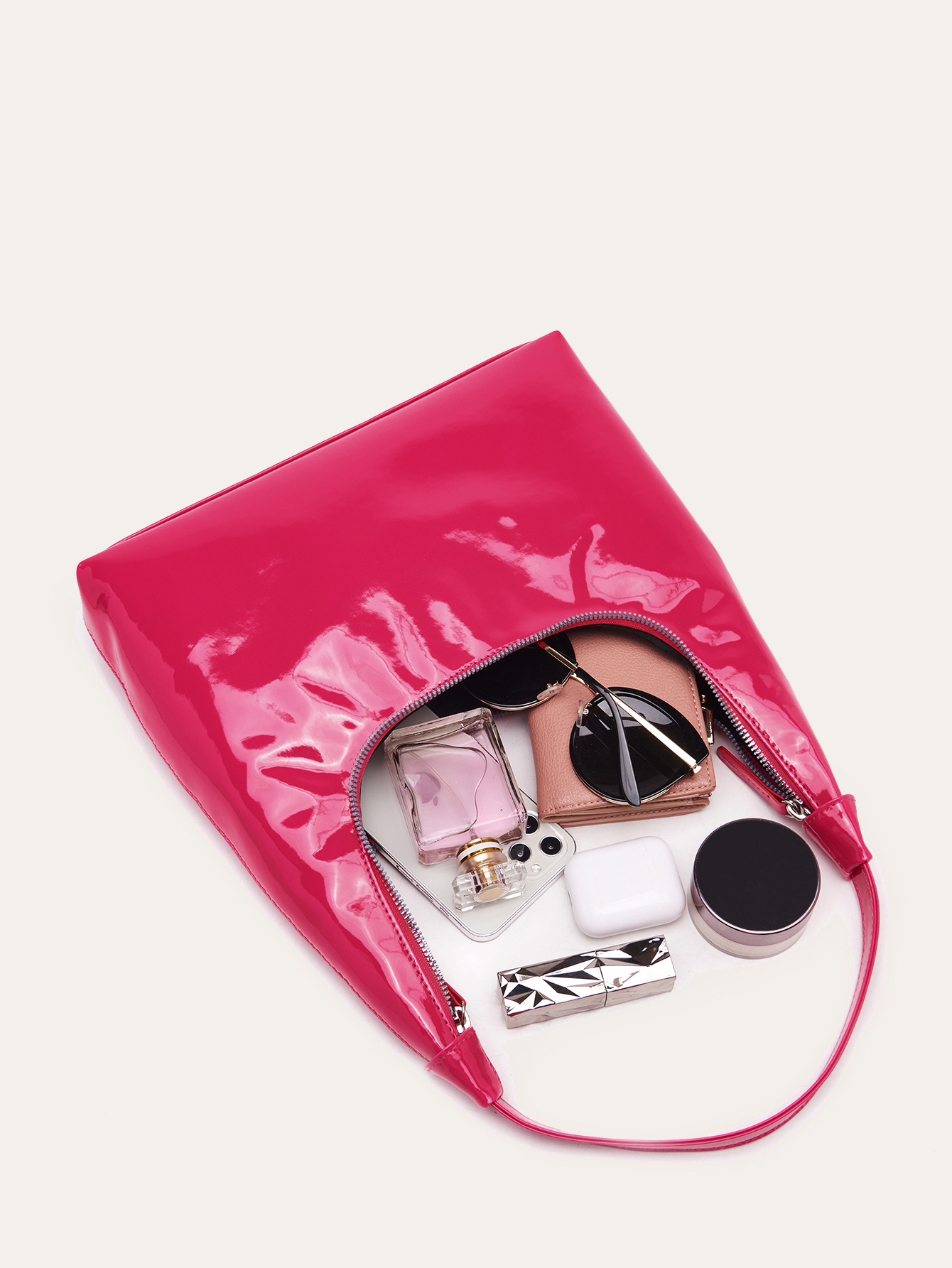 Retro Patent Leather Baguette Bag