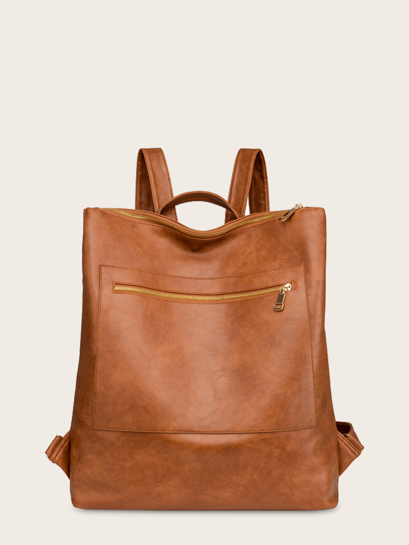 Retro Zipper Large-Capacity Backpack