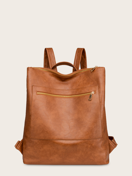 Retro Zipper Large-Capacity Backpack