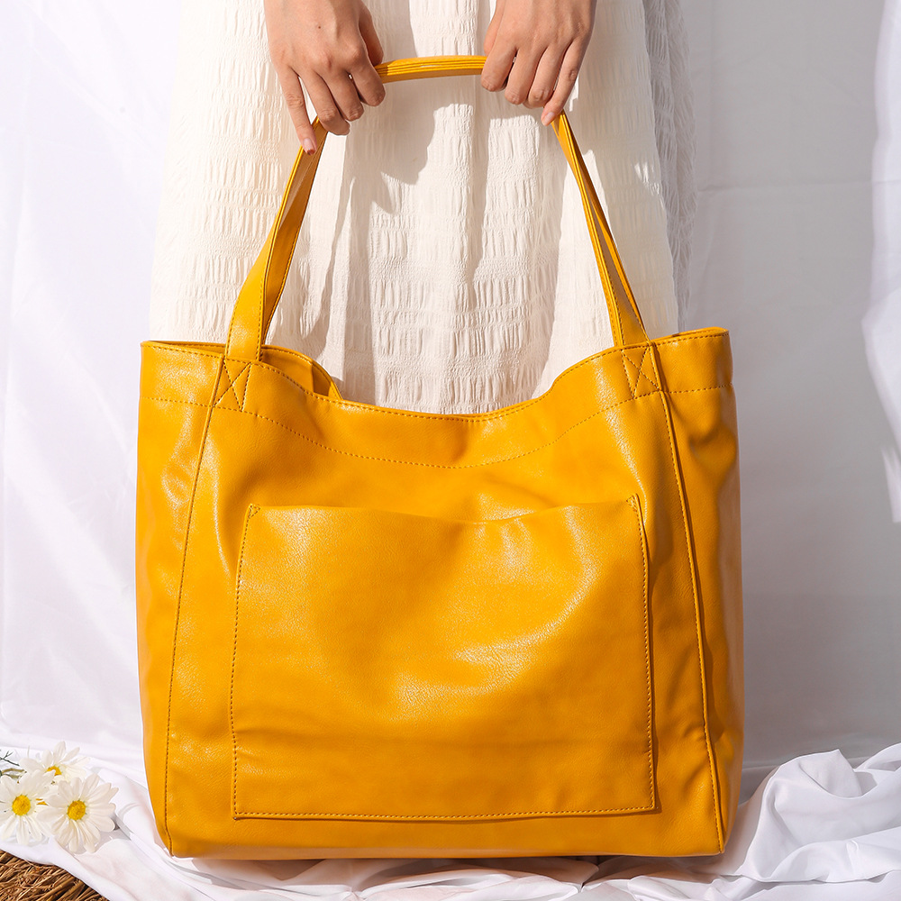 Women's Fashionable Horizontal Square Pockets Tote Bag