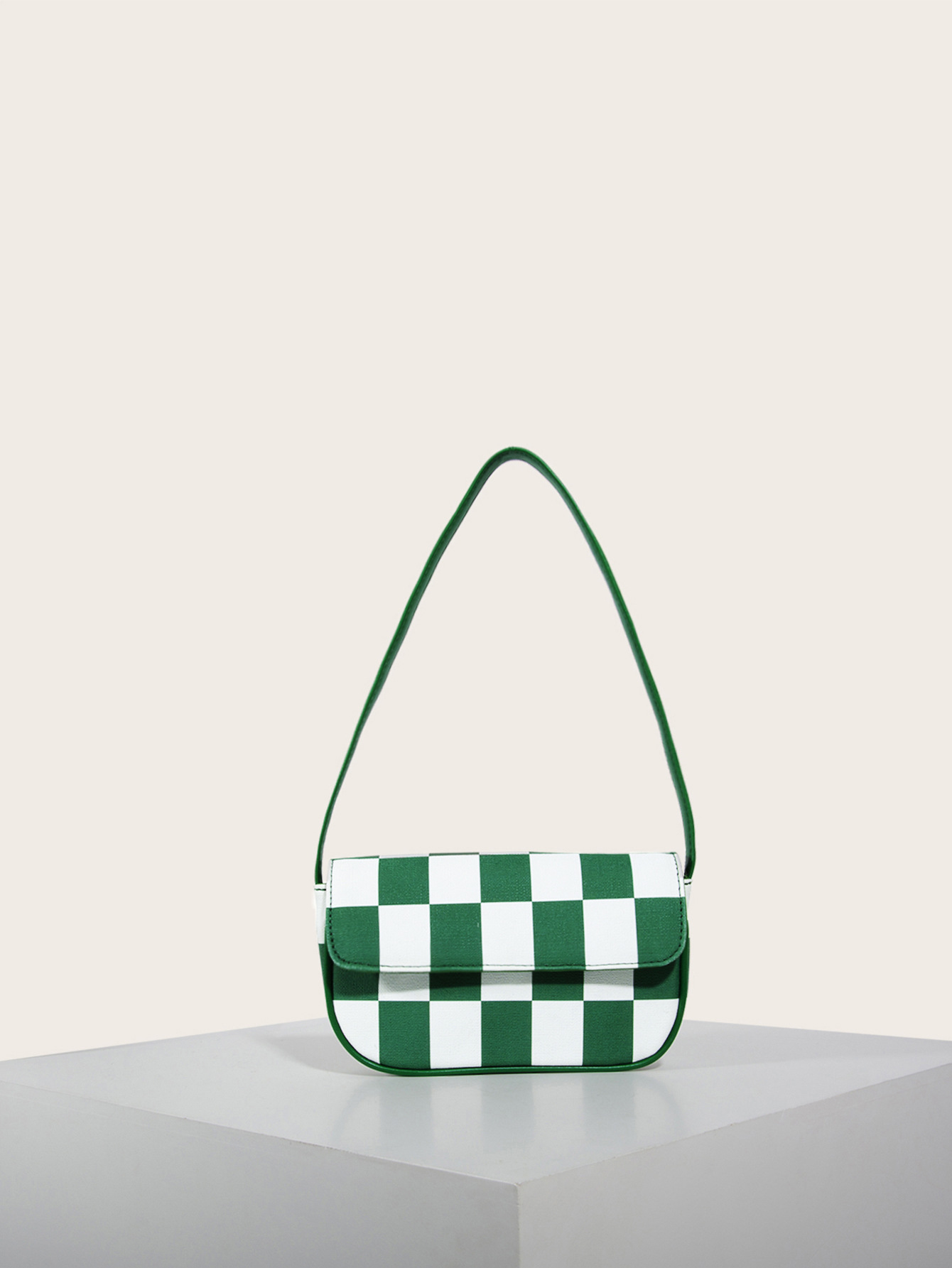 Retro Plaid Square Baguette Bag