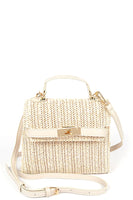 Faux Straw Top Handle Clutch