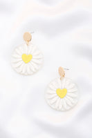 Daisy Printed Round Ac Drop Earriing