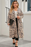 Plus Size Open Front Pocketed Long Cardigan