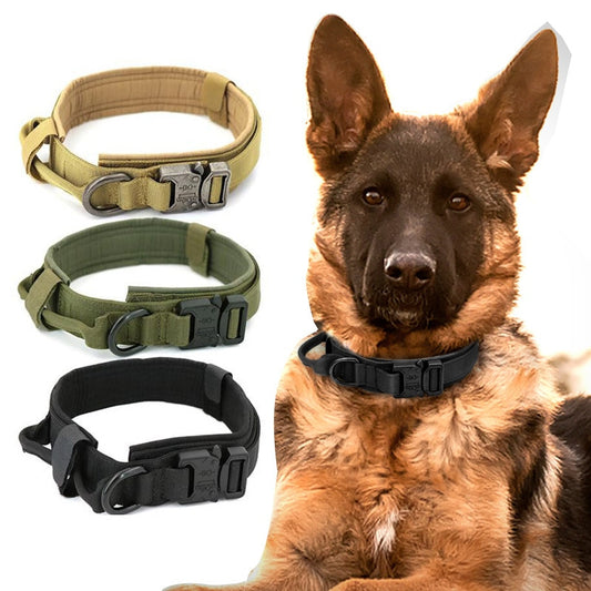 Durable Tactical Dog Collar Leash Adjustable Handle Training Nylon Pet Military Collar German Shepard Medium Large Dogs