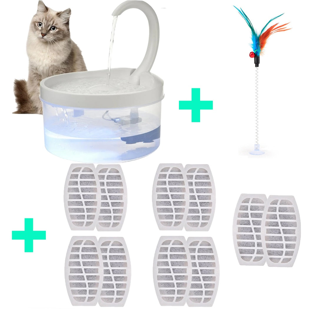 Pet Water Fountain Automatic Power-off When Lack of Water Bird Water Dispenser Dog Automatic Drinking Fountain 2L With LED Light
