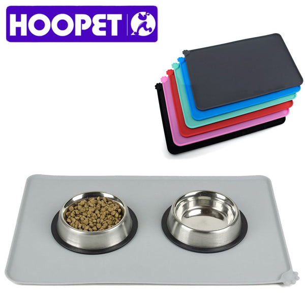HOOPET Waterproof Pet Mat For Dog Cat Solid Color Silicone Pet Food Pad Pet Bowl Drinking Mat Dog Feeding Easy Washing