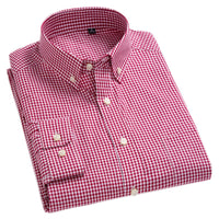New Arrival Men's Oxford Wash and Wear Plaid Shirts 100% Cotton Casual Shirts High Quality Fashion Design Men's Dress Shirts