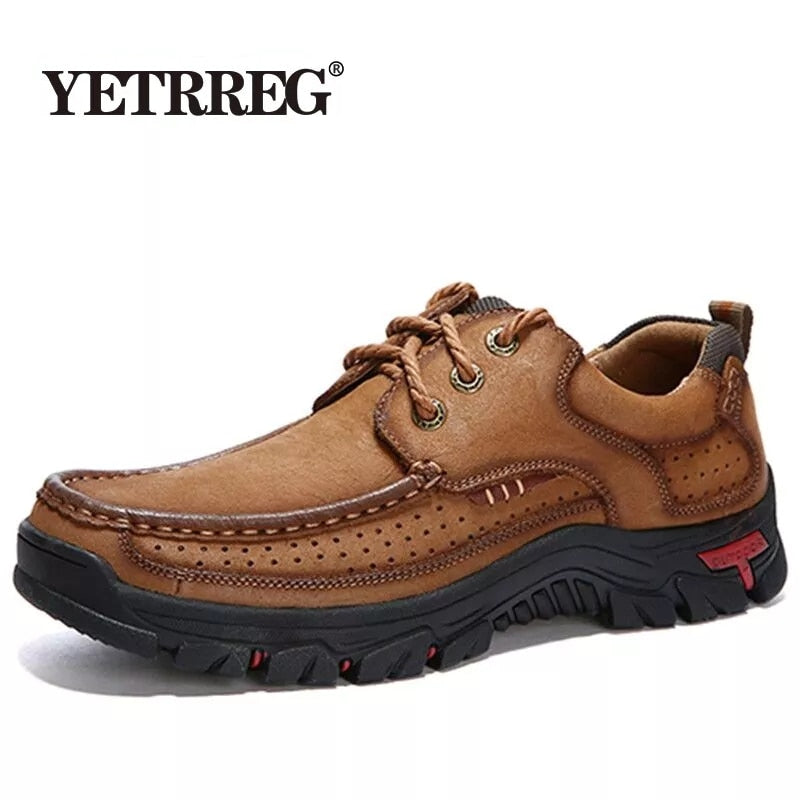 High Quality Men's shoes 100% Genuine Leather Casual Shoes Waterproof  Work Shoes Cow Leather Loafers Plus Size 38-48