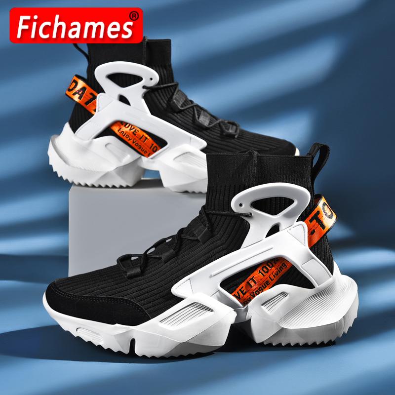 Men\'s High Top Casual Sports Shoes Flying Knitting Running Shoes High Street Popcorn Socks High Quality Men\'s Shoes
